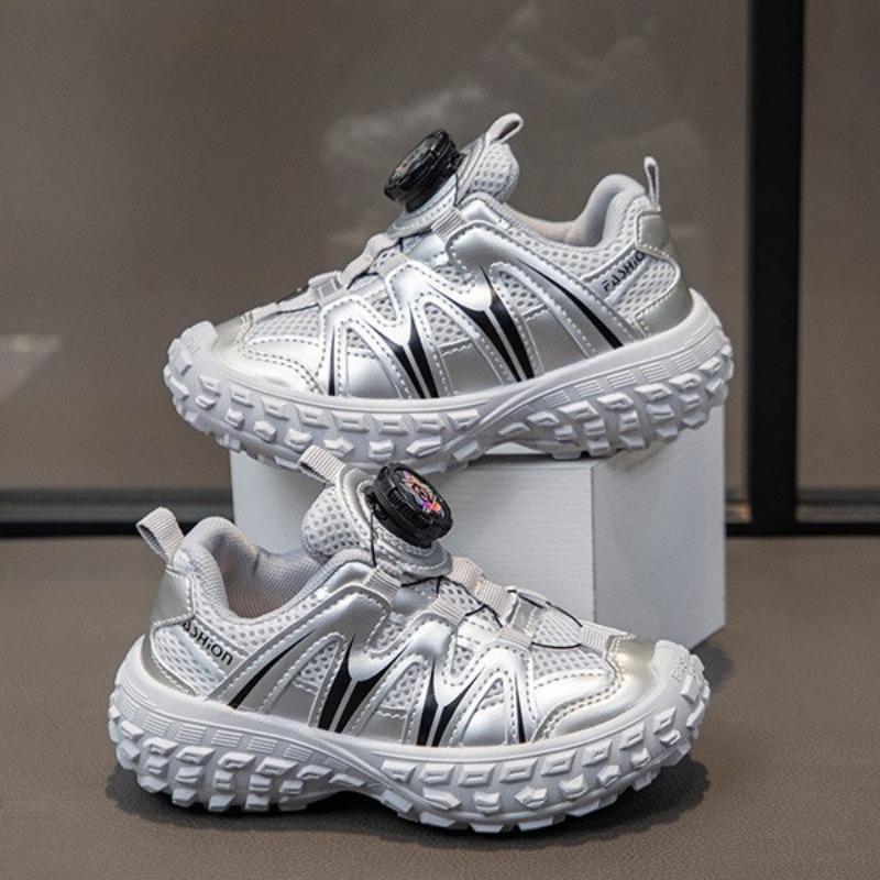 Kids Breathable Mesh Rotating Buckle Casual Running Sneakers For Unisex Boys And Girls