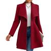 Women's Mid-Length Wool Blend Coat, Autumn Winter Wide Lapel Double Button Outerwear, Slim Fit Elegant Ladies Chic Notched Collar Overcoat