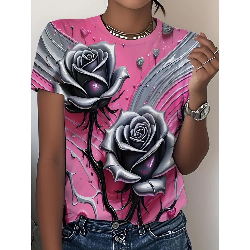 Fashion Loose Crew Neck Top Short Sleeve Casual Versatile T-Shirts Women’s
