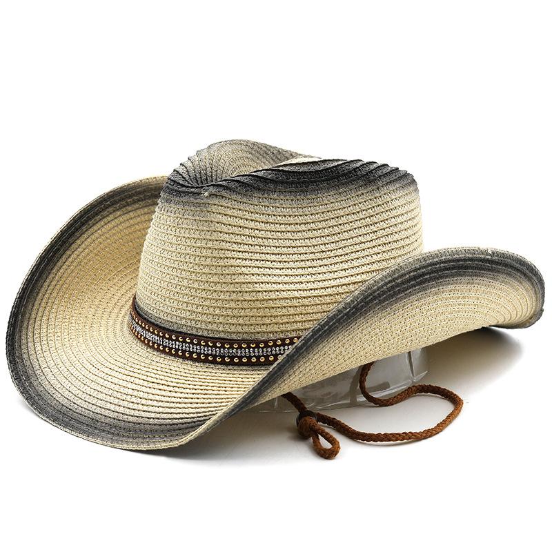 Cowboy Straw Hat Vintage Wide Brim Foldable with Sunflower Belt Sun Protection Unisex for Men Women Summer Autumn Outdoor Beach
