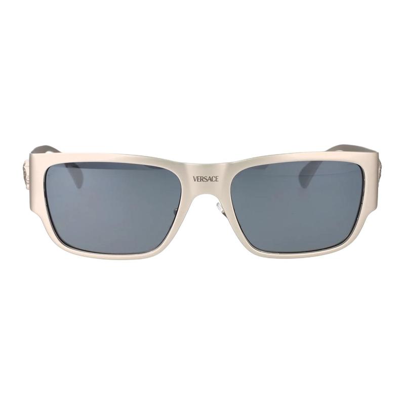 Versace Gafas de Sol Metálicas Rectangulares con Logo de Marca Estilo Unisex Pareja Plata 25806657 0VE226212666G-silver 56