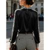 Satin-blend, Snake-print, Round-neck, Pleated, Loose-fit, Long-sleeved, Versatile Women’s Shirt