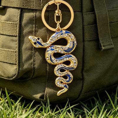 Keychain Pendant Sparkling Rhinestones Inlaid Zinc Alloy Snake Shape Key Chain Lightweight Car Bag Accessory