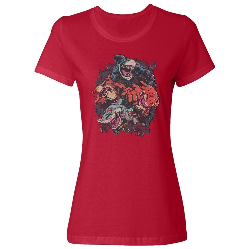 Urban Shark Squad - Retro Cartoon Streetwear Design Ladies  Crewneck T-Shirt Unisex T-Shirt XXL
