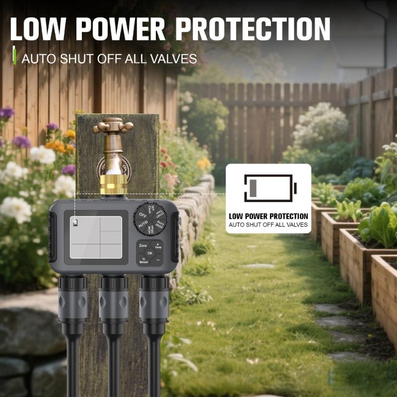 Programmable Double Channel Watering Timer For Gardens Adjustable Schedule High Visibility Screen Durable ABS Construction Irrigation Controller