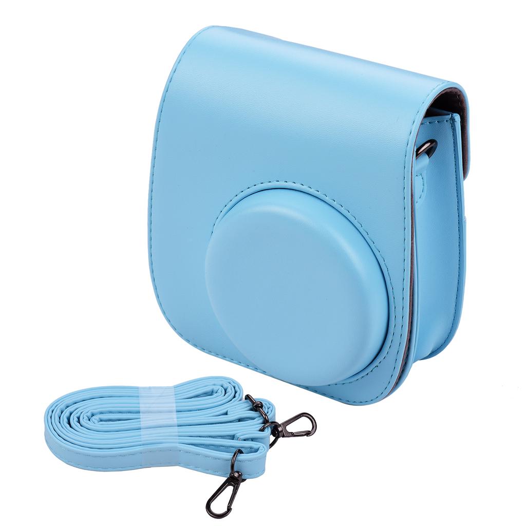 Custodia In Pelle PU Per Fotocamera Fuji Mini 12 Con Tracolla – Colore Blu, Protezione Antiurto