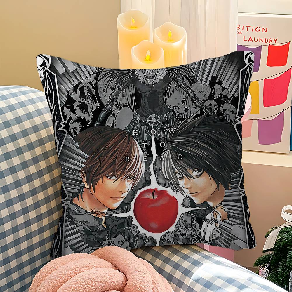 Anime-Kissen mit Todesbotschaft – Geschenkidee für Zuhause, Büro oder Schlafzimmer – Sofakissen, Autokissenbezug