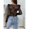 New Elegant Sexy Lace Trim Square Neck Tight Bodysuit Women's Fashion European American Style