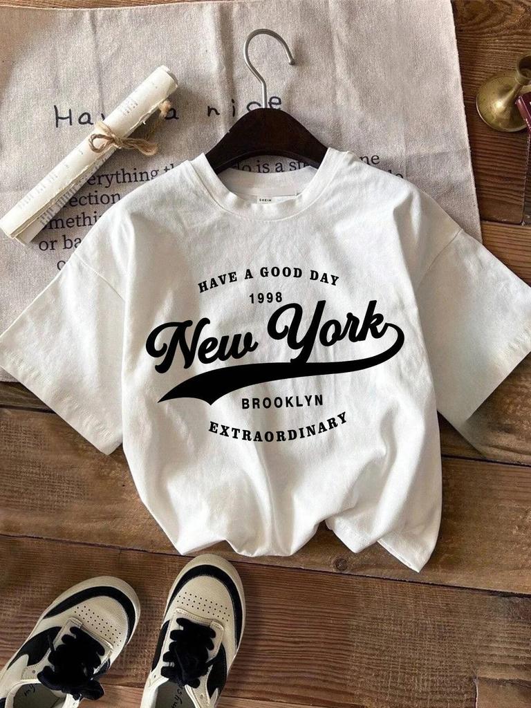Summer Women California T-Shirt American Vintage O-Neck Tops Tees Fashion Los Angeles Clothing Female Casual Streetwear Y2K Top