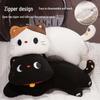 Japanese Three-Color Cat Plush Hugging Pillow for Girls' Bed - Cute Curved Sleep Doll