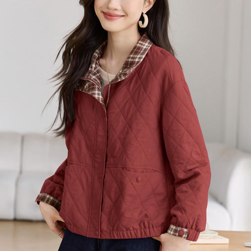 Petite Women's Trendy Plaid Patchwork Slimming Jacket