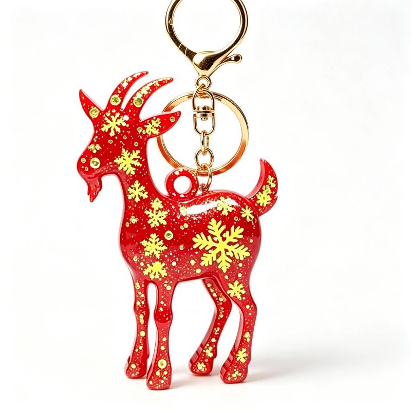 1Pcs Acrylic Sheep Keychain Hanging Ornament Cute Animal 2D Flat Goat Pendant For Goat Themed Party Decor Gifts