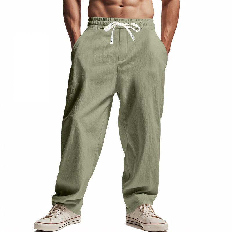 Men’s Summer Linen Plus-Size Loose-Fit Trousers with Elasticated Waist – Breathable, Relaxed-Fit Cotton-Linen Trousers for The Beach and Leisure