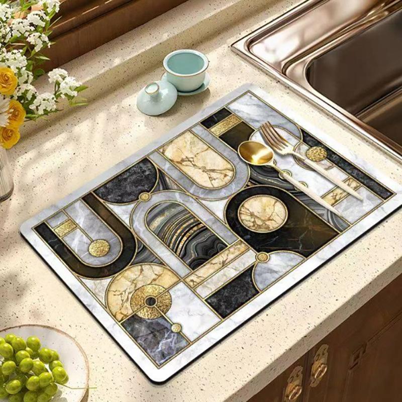 

Premium Desktop Tableware, Coffee Machine Drying Mat Cup Mat Countertop Bar Counter Water Absorbing and Draining Mat Table Mat (as the picture,20x30cm)
