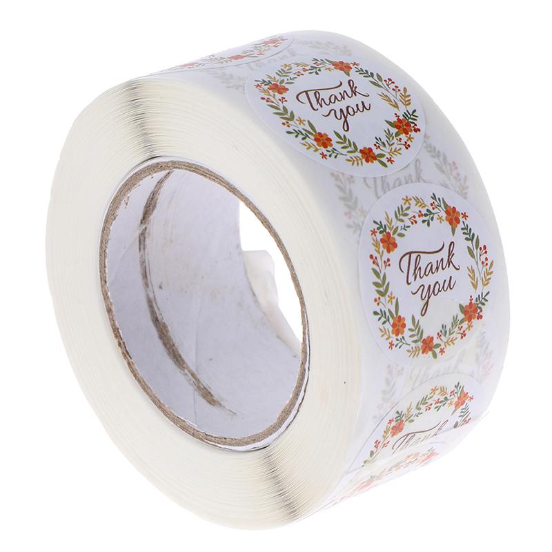 500Pcs/roll Floral Thank You Sticker for party Package stationery sticker