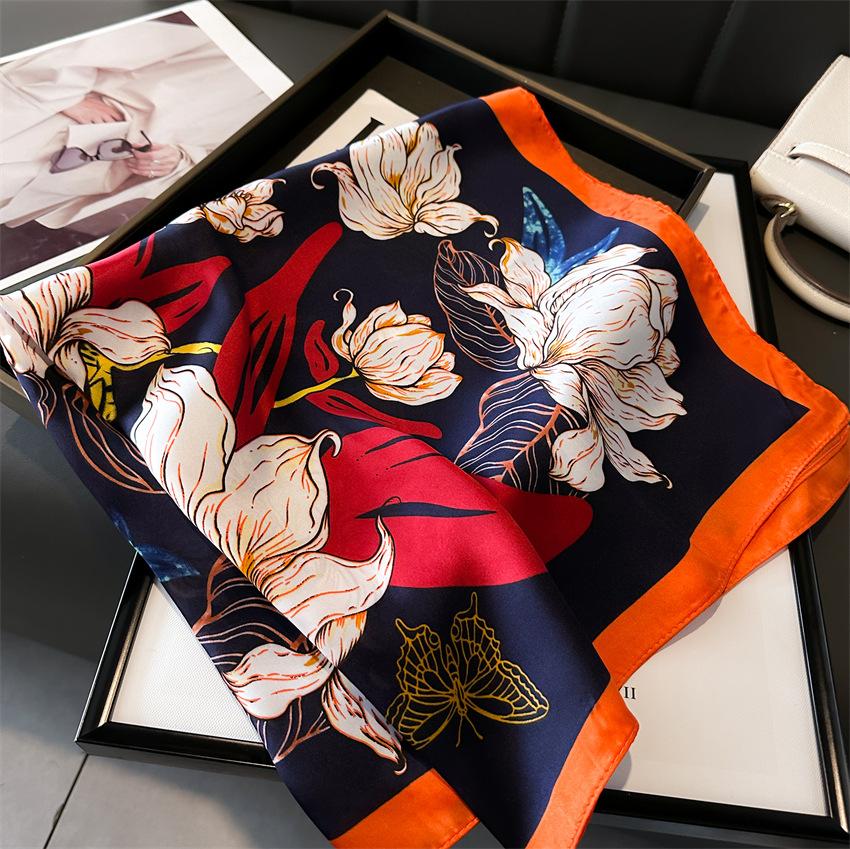 Luxury  Imitated Silk Square Scarf Women Neck Hair Tie Band Beach Hijab Kerchief Head Headbands Bandana Foulard Ribbon 70cm