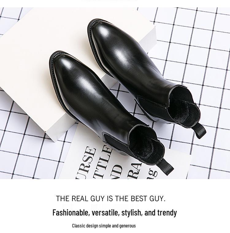 Men's Pointed High-Top Leather Boots - Large Size, Autumn Collection, Formal British Style