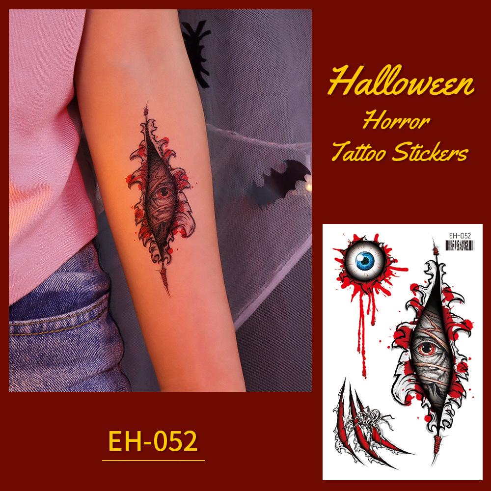 Wasserdichte Halloween-Grusel-Narben-Tattoo-Aufkleber mit Kreuzmuster für Gesicht und Arme