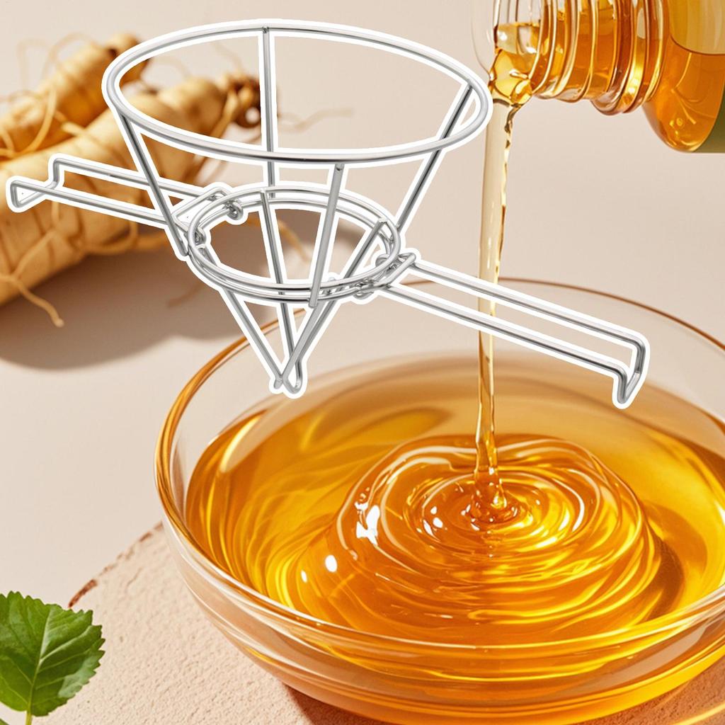 Stainless Steel Strainer Rack with Folding Arms Fryer Filter Stand Maple Syrup Cone Filter Stand for Restaurant  Kitchen Cooking