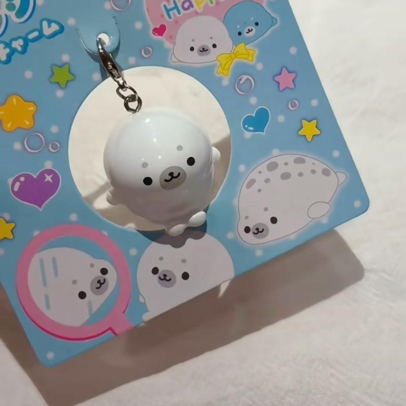 Cute 3D Seal Keychain Solid White Transparent Blue Ocean Animal Mini Bag Charm Pendant For Women Girls Key Chains Jewelry