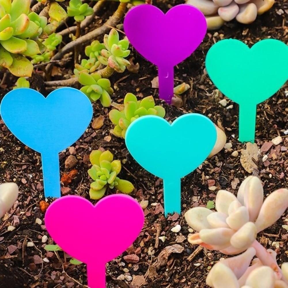 100PCS Reusable Plant Growth Label Heart Shaped Nursery Markers  DIY Garden Decoration