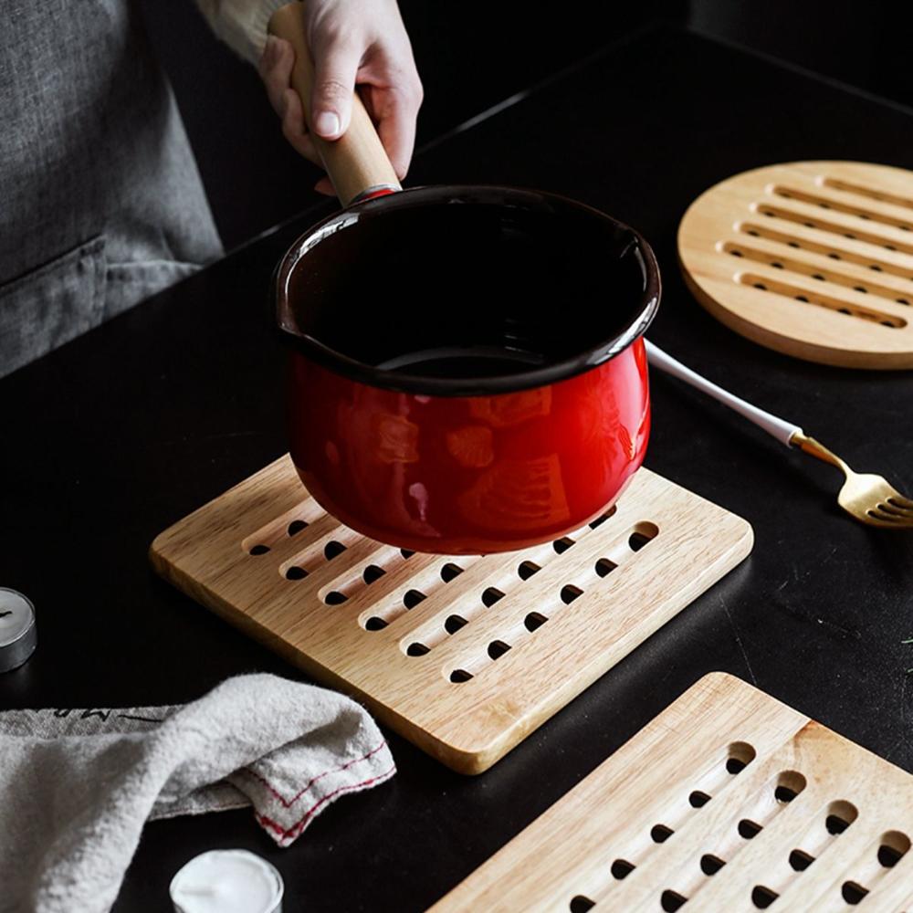 

Kitchen Hollow Non-Slip Heat Resistant Bamboo Pan Stand Dishes Holder Pot Trivet Insulation Mat Square