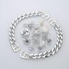 white peach heart pearl bear + silver chain