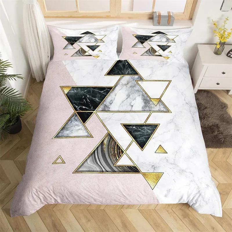 Geometric Duvet Cover Set Marble Bedding Set Microfiber Abstract Art Comforter Cover Single Full King Queen For Boys Girls Room