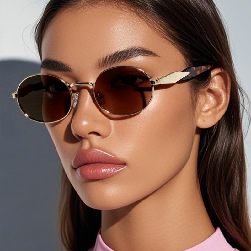 Vintage Oval Metal Sunglasses Women Casual Fashion Brand Eyewear Female Luxury Sun Glasses Punk Unisex Stylish Shades UV400