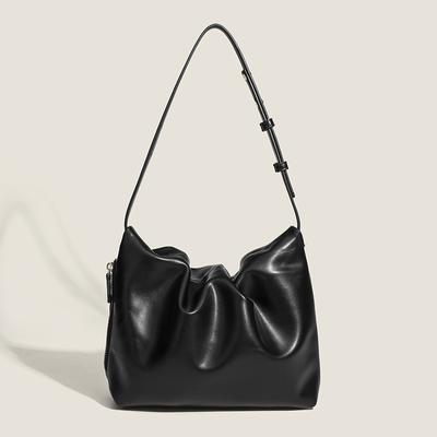 Hochwertige, einfarbige, plissierte Damen-Umhängetaschen, modische Unterarmtaschen mit großem Fassungsvermögen, einfache Handtaschen aus PU-Leder