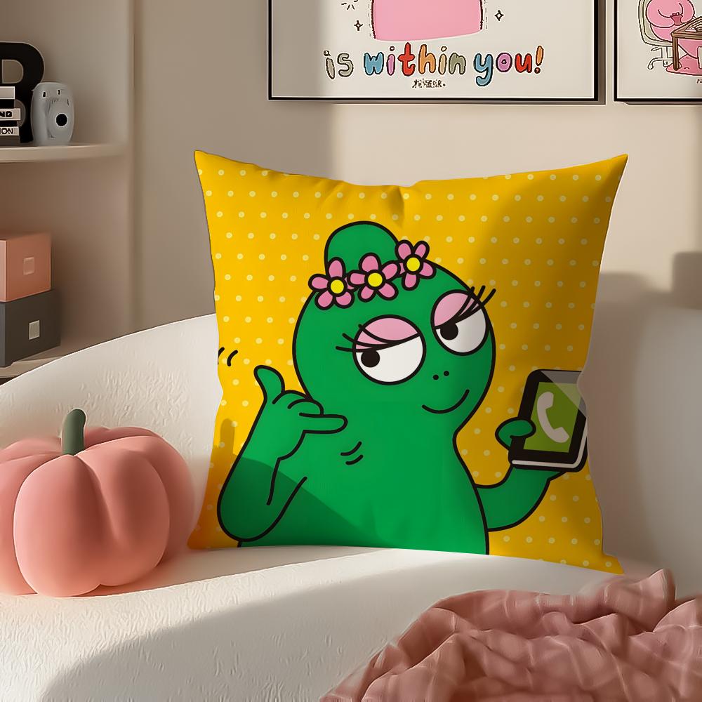 Cartoon Whimsical BBarbapapa Cushion Cover Pillowcase Short Plush Invisible Zipper Room Sofa Cushion Cover
