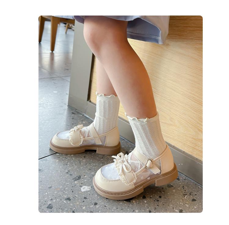 British Style Girls' Leather Mesh Soft Sole Princess Shoes - 2025 Summer Collection