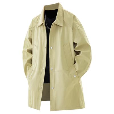 Big Size Men's Trench Coat Single Button Windbreaker Jacket Male Korean Popular Clothes Spring Demi-season Long Cardigan Outwear