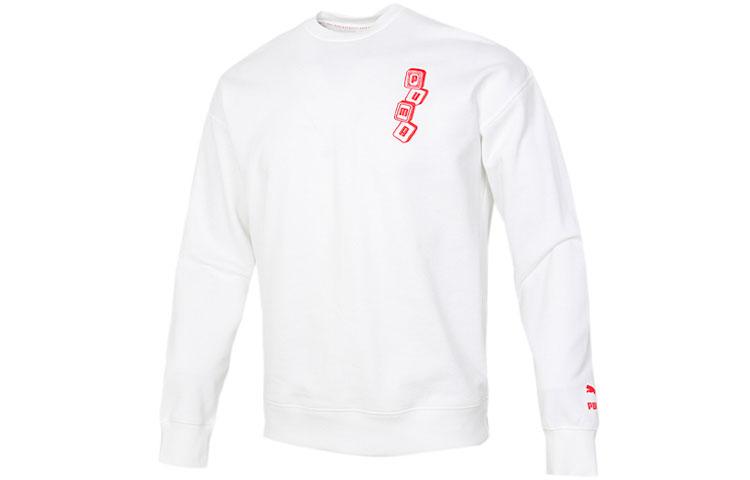 PUMA Sweatshirts Men s White Crew Neck Moderate Regular 531298-02 L