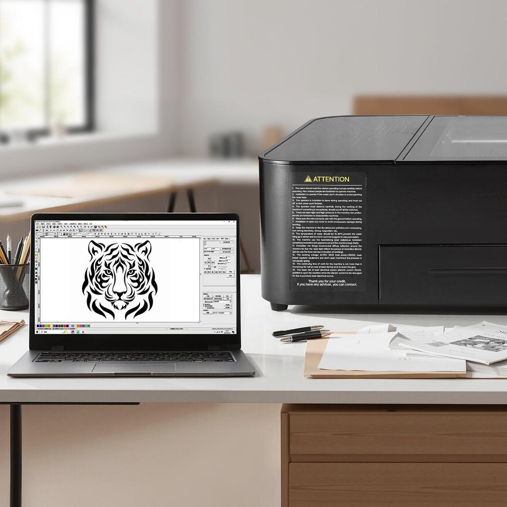 55W CO2 Laser Engraver, 500 x 300 mm, Desktop CO2 Laser Engraver and Cutter Machine with 16MP Camera, Water Pump, Rotary Axis, Compatible with