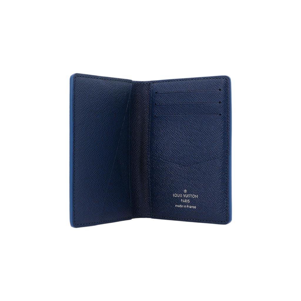 Louis Vuitton Pocket Organizer Vintage Monogram Flip Closure Canvas Leather Card Holder Wallet Men Wallets Dark-Blue M82308