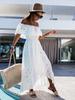 European and American bohemian lace long dress white beach dress new tube top one-word shoulder sexy dress women