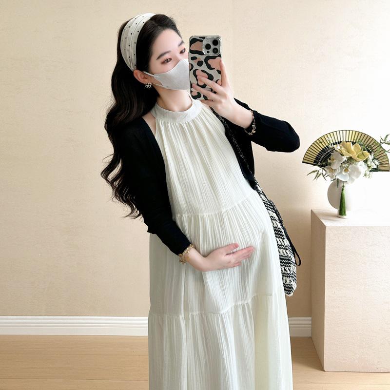 2026 Summer Korean Slimming Spaghetti Strap Dress & Sun Protection Cardigan Set XL