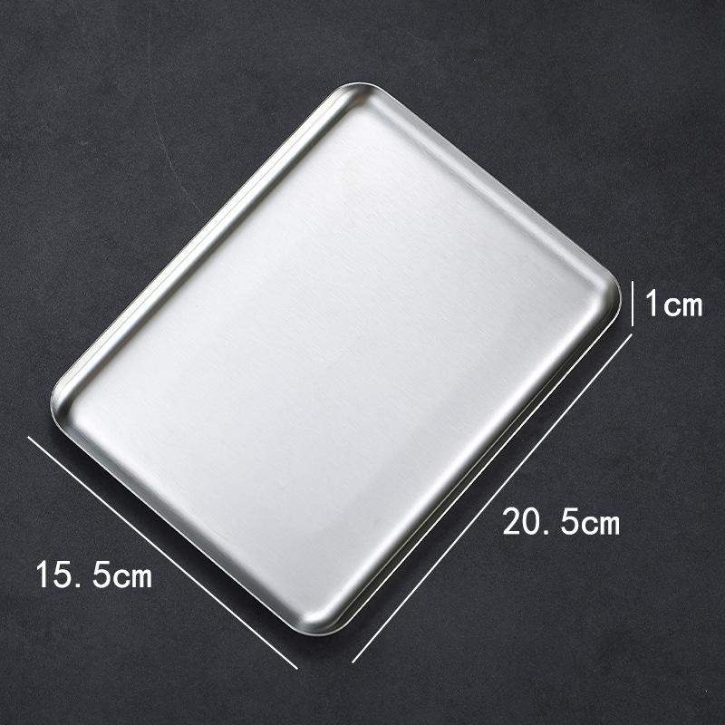 Rectangular 304 Stainless Steel Plate Barbecue Plate Hot Pot Buffet Tray Square Snack Dessert Trays Kitchen Cook Accessories