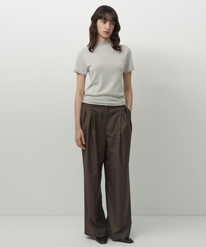 Leopeusaideuhwaiteulabel Wide Tuck Pants Brown