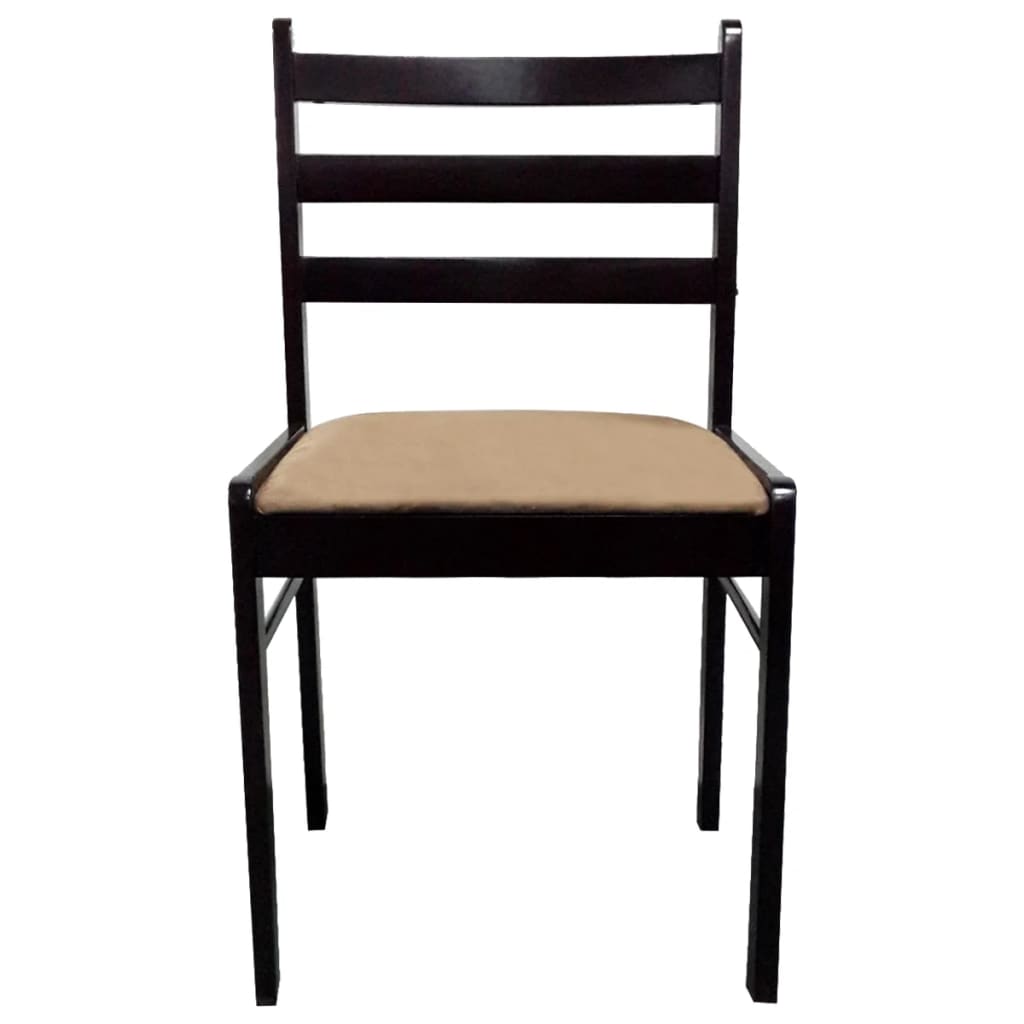 Dining Chairs 2 pcs Brown Solid Rubberwood and Velvet