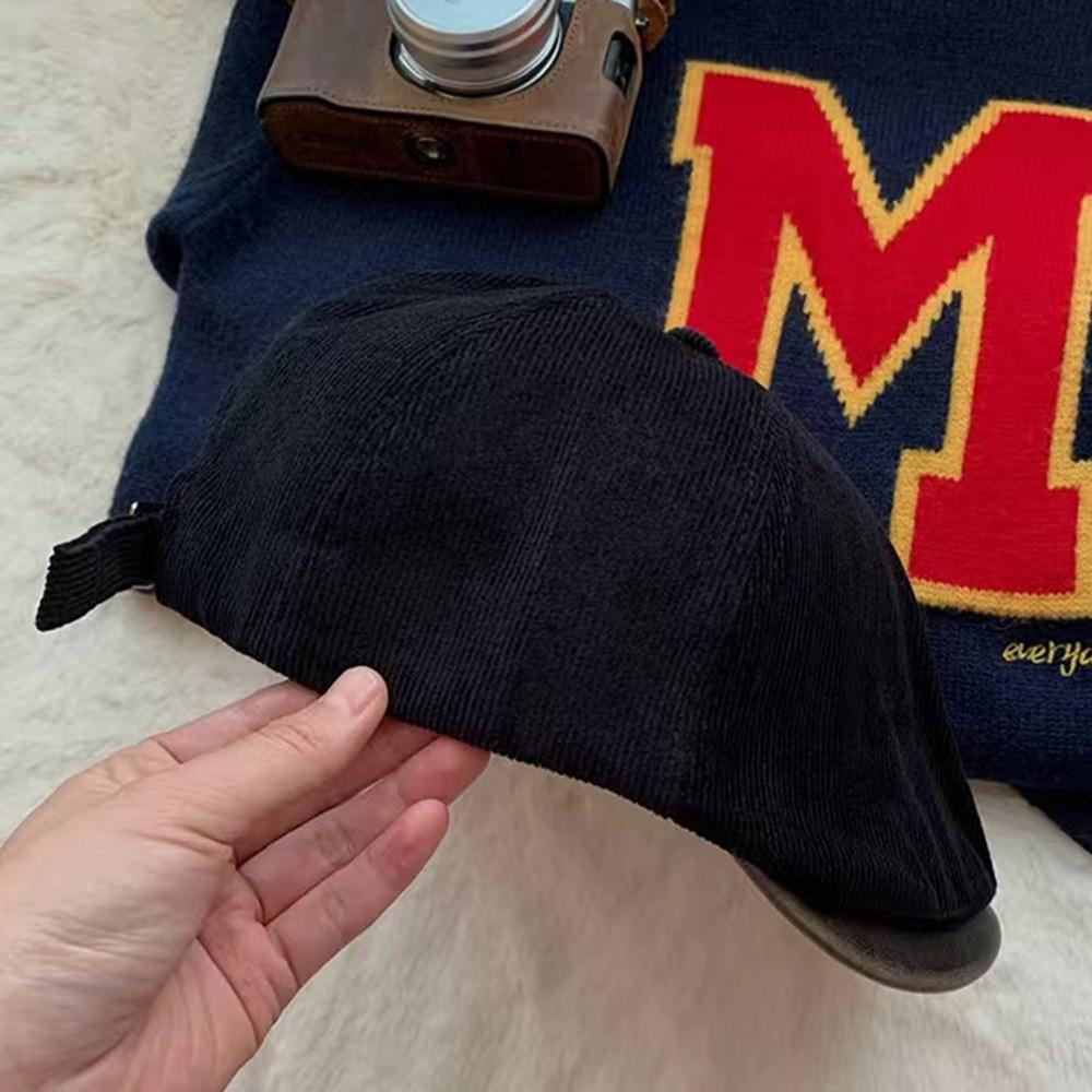 Corduroy Beret Hat For Women Autumn Winter With Breathable Warmth And Sun Protection