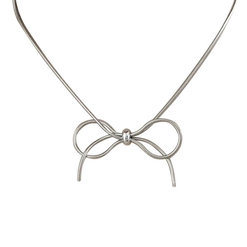 

Unique Butterfly Knot Necklace Stainless Steel Bowknot Pendant Choker Jewelry Party Ornament Clavicle Chain Birthday 1