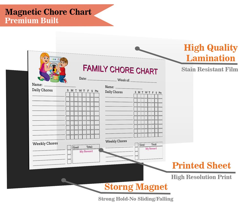 Inkdotpot Magnetic  Whiteboard Family Chore Chart Chore  Chart For  Refrigerator  - Dry Erase Behavior Chart For Kids