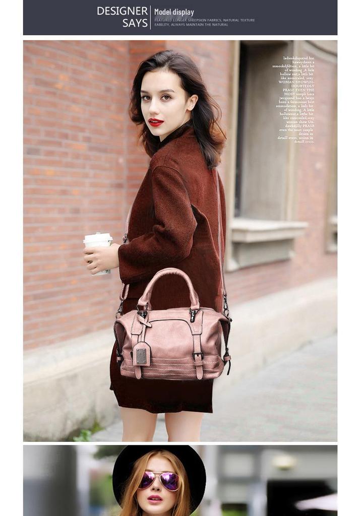 Retro Oil Wax Leather Boston Handbag, Large Capacity Shoulder & Crossbody Women's Bag