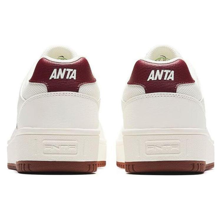 New Anta Classic Abrasion Resistant Height Increasing Low top Skateboard Shoes Men's Red White 912518068F-7