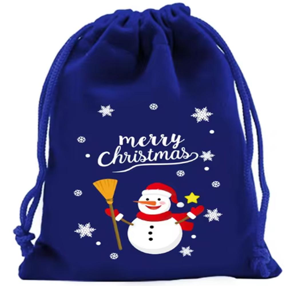 5Pcs Merry Christmas Velvet Bags Green/Red/Blue Drawstring Pouch Candy Gift Bag Jewelry Packaging Bags Xmas New Year Supplies