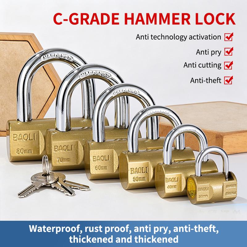 Padlock Small Locks For Luggage Case Locker Home Improvement Hardware 30Mm-80Mm Include 3Keys