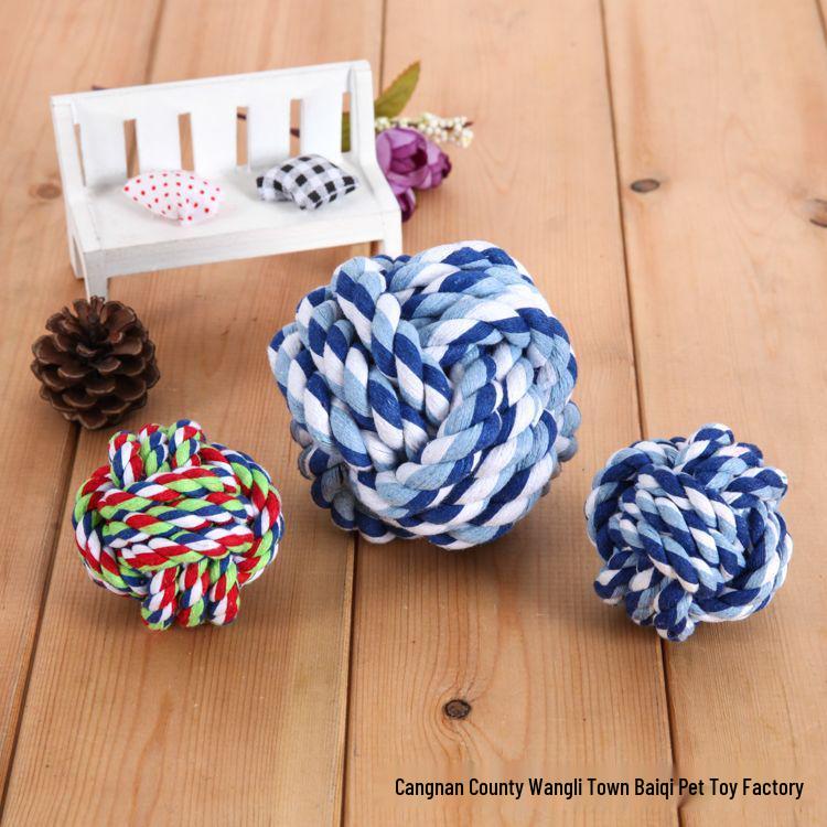 Pet Durable Rope Ball - Bite-Resistant Cotton Toy for Teeth Cleaning