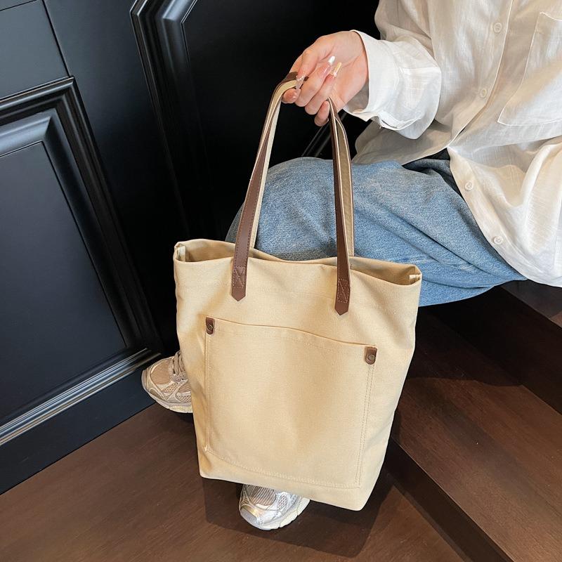 Shoulder bag Women's tide large-capacity canvas bag Simple handbag Student class bag Men's and women's tote bag